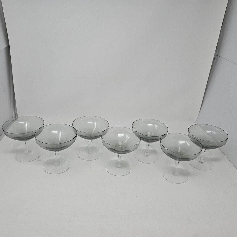 Fostoria Crystal‎ Debutante Vintage Champagne 4.5" Glasses Set of 7 Gray
